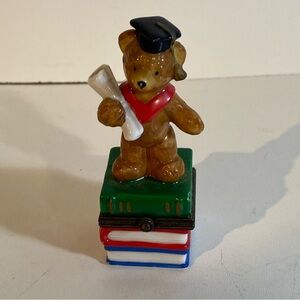 Midwest Of Cannon Falls Miniature Hinged Graduation Bear & Books Trinket Box